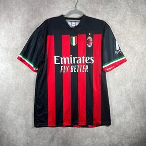 AC Milan Football Jersey 2022 2023 Emorates Fly Better Mens Medium Black Red NEW